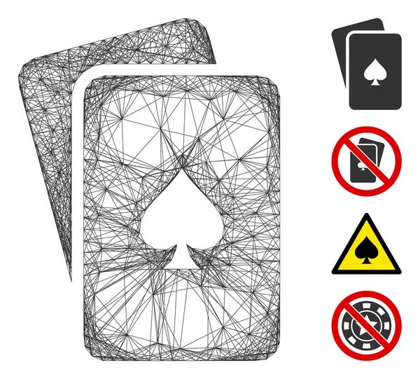 Maille vectorielle de cartes de jeu de pics de réseau — Image vectorielle
