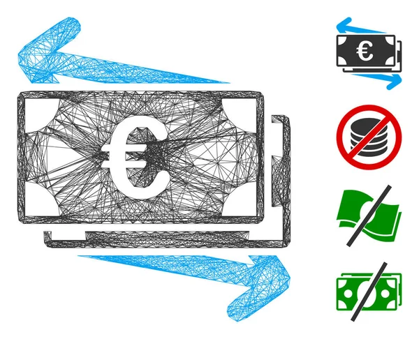 Réseau Euro Money Transfer Vector Mesh — Image vectorielle