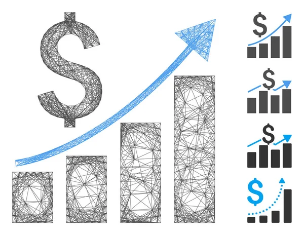 Gráfico de barras de crescimento financeiro líquido Vector Mesh —  Vetores de Stock