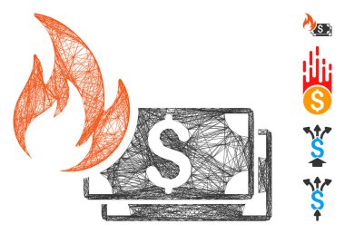 Ağ Doları Banknotları Ateş Vektörü Ağı