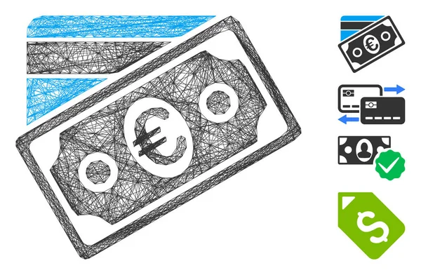 Net Euro Money Credit Card Vector Mesh — Stock Vector
