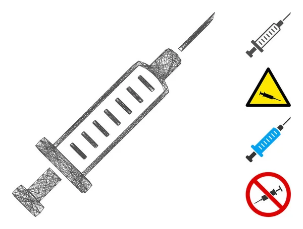 Hatched Syringe Vector Mesh — Stock Vector