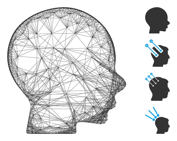 Hatched Head Vector Mesh — Stock Vector