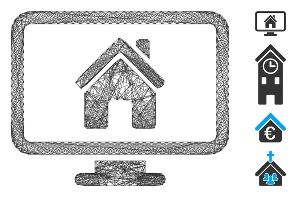 Net Realty Monitoring Vector Mesh — Stock Vector