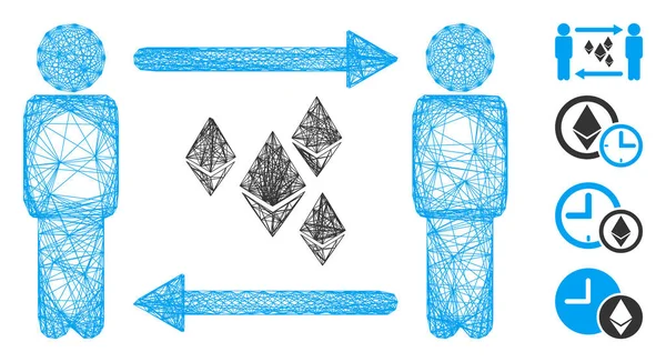 Net People Exchange Ethereum cristaux maille vectorielle — Image vectorielle
