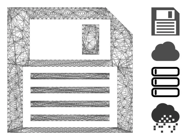 Nettó Floppy Disk Vector Mesh — Stock Vector