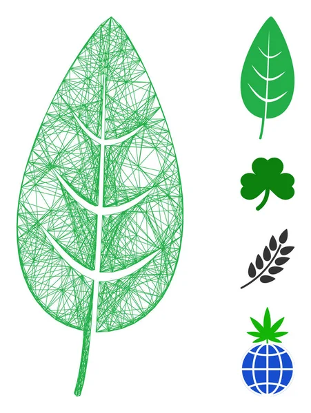 Network Flora Leaf Vector Mesh — Stock Vector