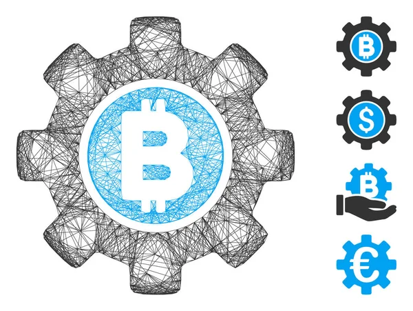 Lineare Bitcoin-Entwicklung Gear Vector Mesh — Stockvektor