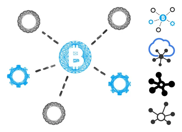 Maille vectorielle de nœuds de réseau Bitcoin linéaire — Image vectorielle