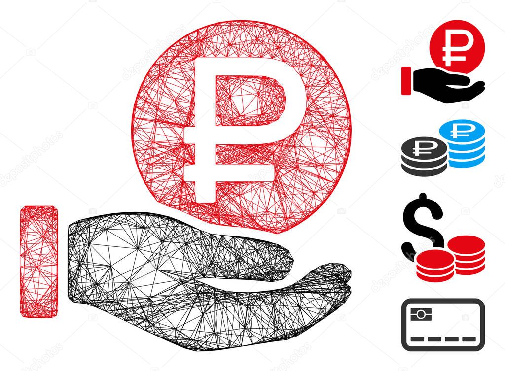 Linear Rouble Coin Payment Vector Mesh