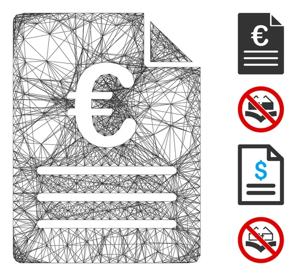 Network Euro Document Vector Mesh — Stock Vector