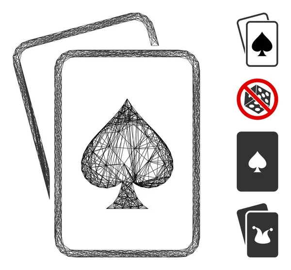 Maille vectorielle de cartes de jeu réseau Spade — Image vectorielle