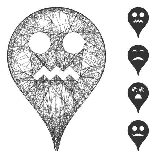Red enojado Smiley mapa marcador de malla vectorial — Archivo Imágenes Vectoriales