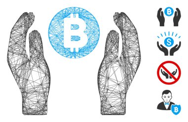 Ağ Bitcoin Bakım Elleri Vektör Ağı