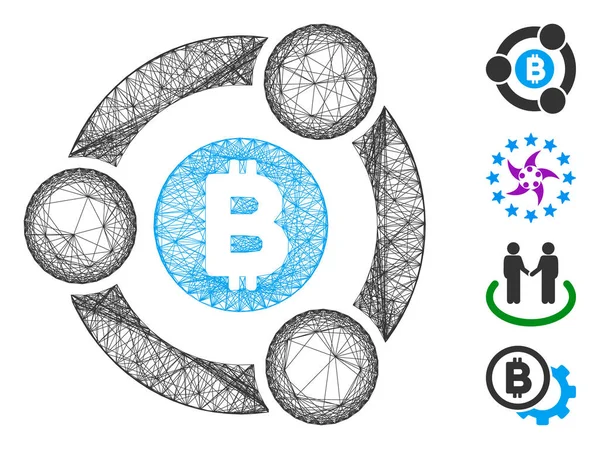 Ausgeklügeltes Bitcoin-Kollaborationsvektornetz — Stockvektor