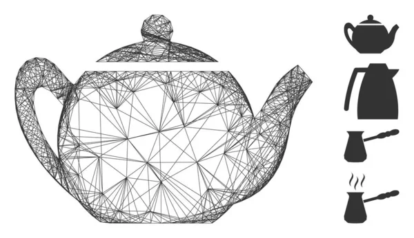 Hatched Teapot Vector Mesh — 스톡 벡터