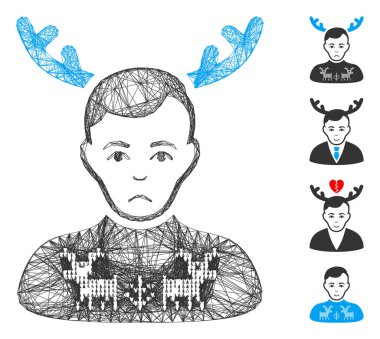 Doğrusal Geyikler Kazık Boynuzlu Koca Vektör Ağı