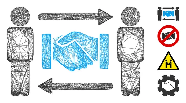 Rede de pessoas Handshake Exchange Vector Mesh — Vetor de Stock