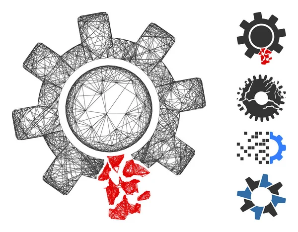 Red de engranajes dañados diente de malla vectorial — Archivo Imágenes Vectoriales