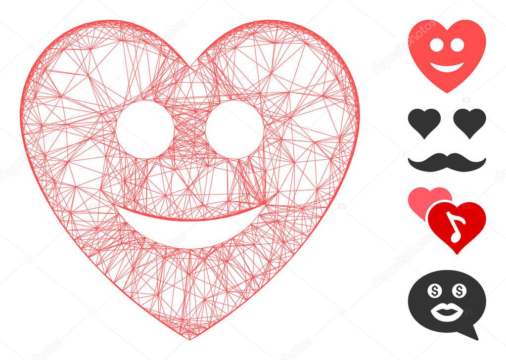 Linear Happy Love Heart Vector Mesh