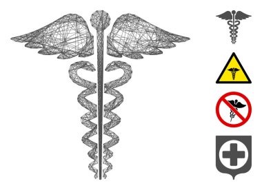 Ağ Tıbbi Caduceus Amblem Vektör Ağı