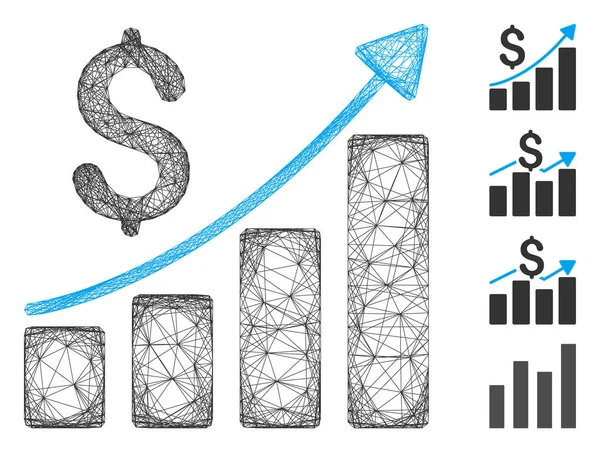 Linear Financial Bar Chart Vector Mesh — стоковий вектор