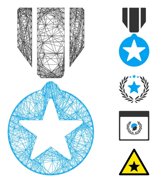 Γραμμικός Στρατός Αστέρι Βραβείο Vector Mesh — Διανυσματικό Αρχείο
