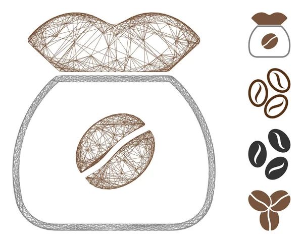 Réseau grain de café maille vectorielle — Image vectorielle