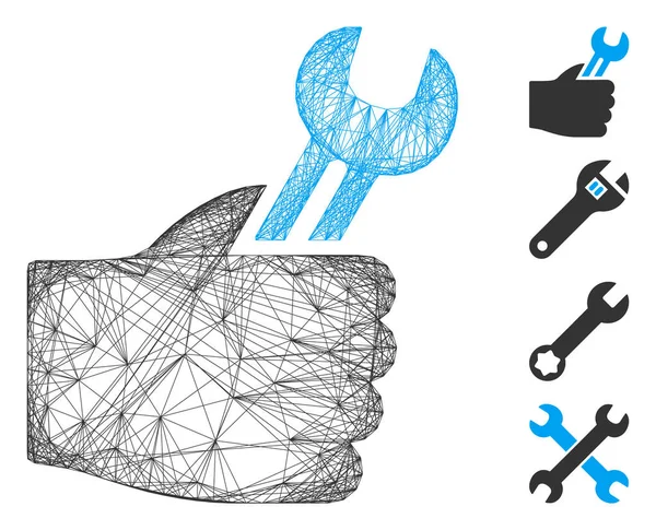 Kläckt Service Hand vektor Mesh — Stock vektor