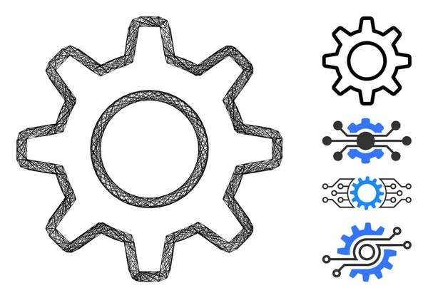 Maille vectorielle de roue dentée de contour de réseau — Image vectorielle