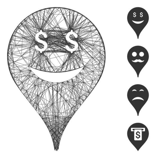 Net Business Smiley Map Маркер Векторна сітка — стоковий вектор