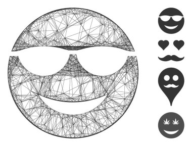 Ağ Güneş Gözlüğü Güleç Vektör Ağı