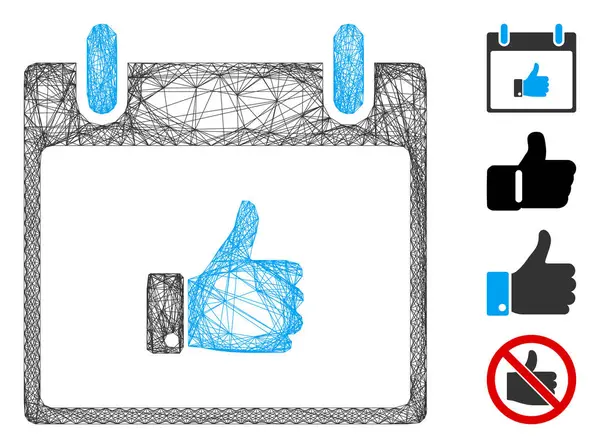 Čistý palec nahoru Ruční kalendář den vektorové sítě — Stockový vektor
