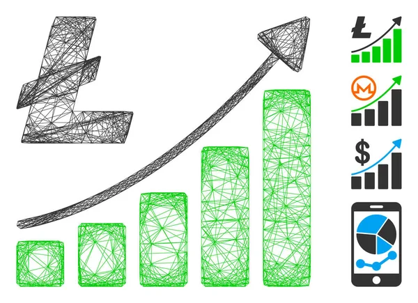 Выветриваемая векторная сетка роста литекоина — стоковый вектор