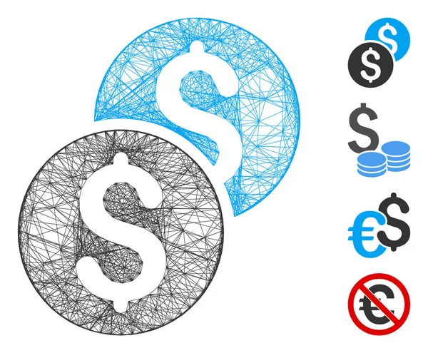 Monety sieciowe Siatka wektorowa — Wektor stockowy