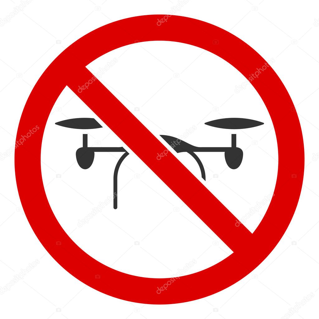 Flat Raster No Flying Drone Icon