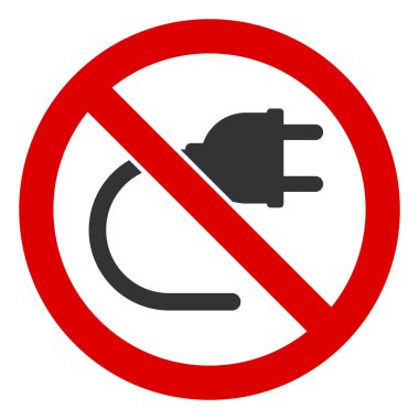 Düz Raster Elektrik Kordonu Yok Simgesi