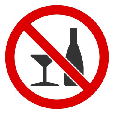 Düz Raster Alkol Yok İçki Simgesi