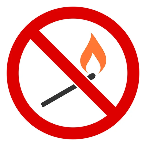 Lapos Raster No Burning Match ikon — Stock Fotó