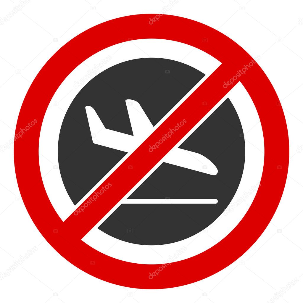 Flat Raster No Airplane Arrival Icon