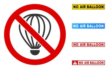 Düz Vektör Dikdörtgen Çerçeveli Kelimelerle Hava Balonu Yok İşareti