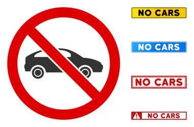 Düz Vektör Dikdörtgen Çerçeveli Otomobil İşareti Yok