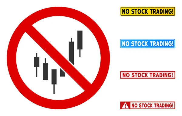 Flat Vector No Candlesticks Chart Assine com textos em quadros retangulares — Vetor de Stock