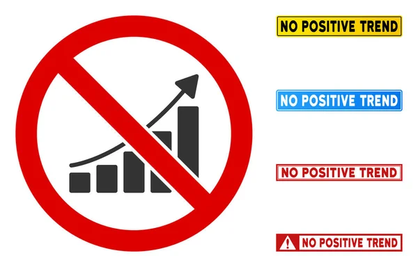 Vettore piatto Nessun segno di tendenza positiva con frasi nei quadri rettangolari — Vettoriale Stock