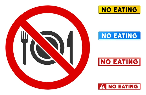 Flat Vector No Eating Sign with Titles in Rectangular Frames — Stockový vektor