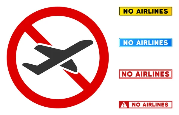 Flat Vector No Airlines signe avec des titres dans des cadres rectangulaires — Image vectorielle