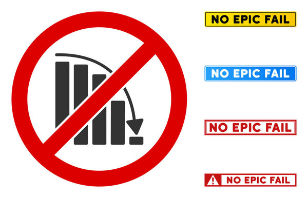 Flat Vector No Epic Fail Sign with Texts in Rectangular Frames