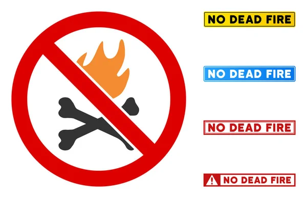 Plano Vector No Dead Fire Sign con textos en marcos rectángulos — Vector de stock
