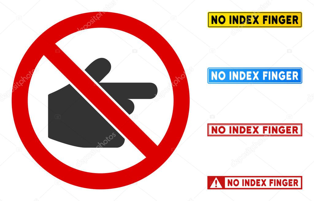 Flat Vector No Index Finger Sign with Captions in Rectangle Frames