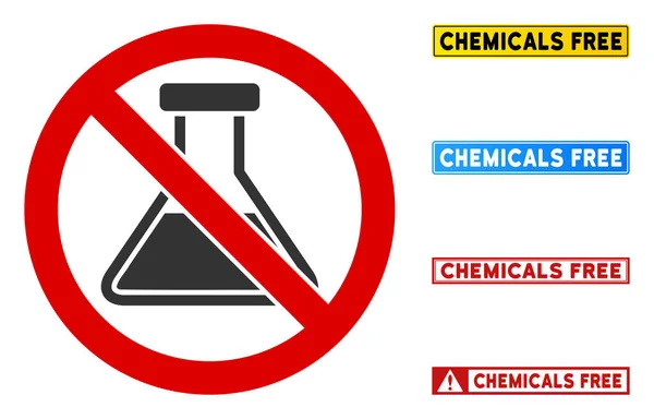 Flat Vector geen chemische stoffen ondertekenen met berichten in rechthoekige kaders — Stockvector